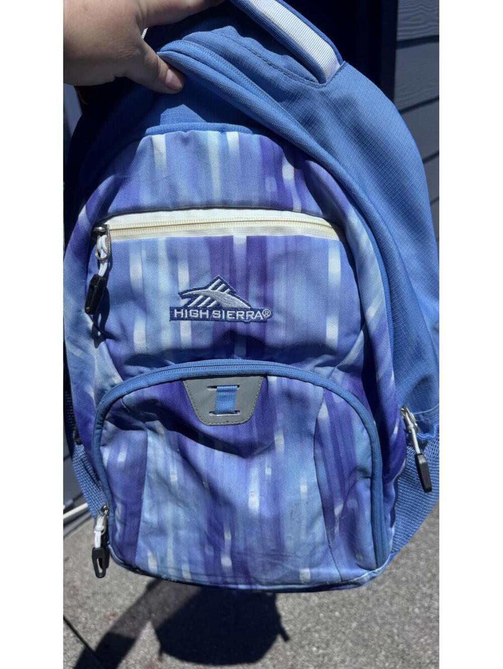 High Sierra Blue Purple Tie Dye Backpack Laptop School Travel Book Bag Multi